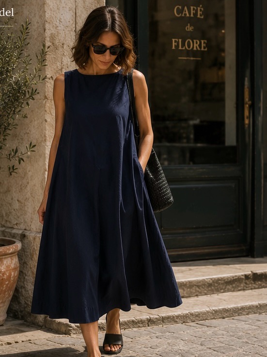 J.Jill Pleated Back Midi Dress Medium Tall